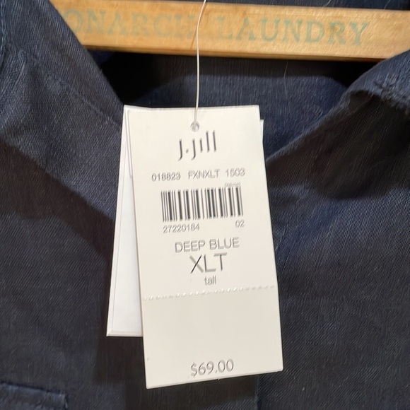 NWT J.Jill || Love Linen Deep Blue Linen Button Down; Size XL Tall - Picture 3 of 11